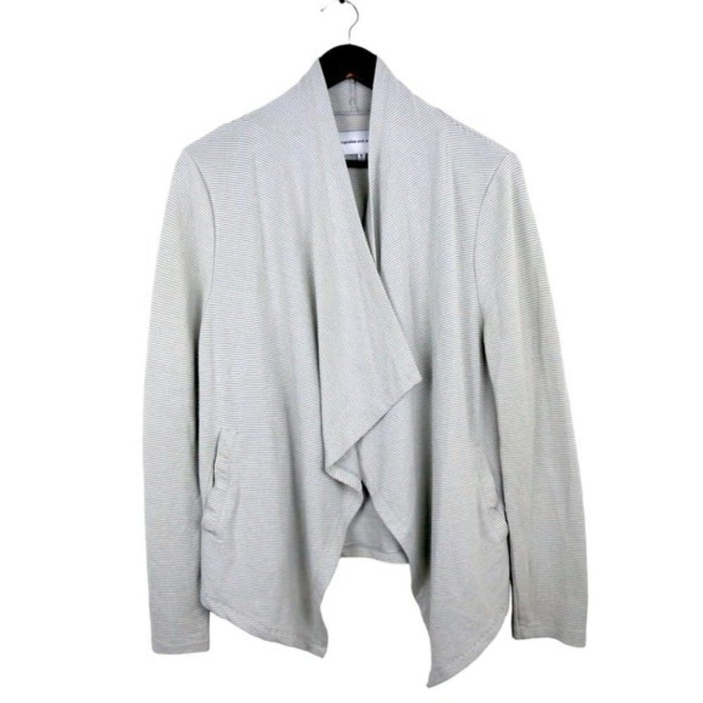 Cupcakes and Cashmere Striped Drapery Open Front Cardigan